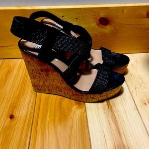 Steve Madden, wedges, black, worn handful of times